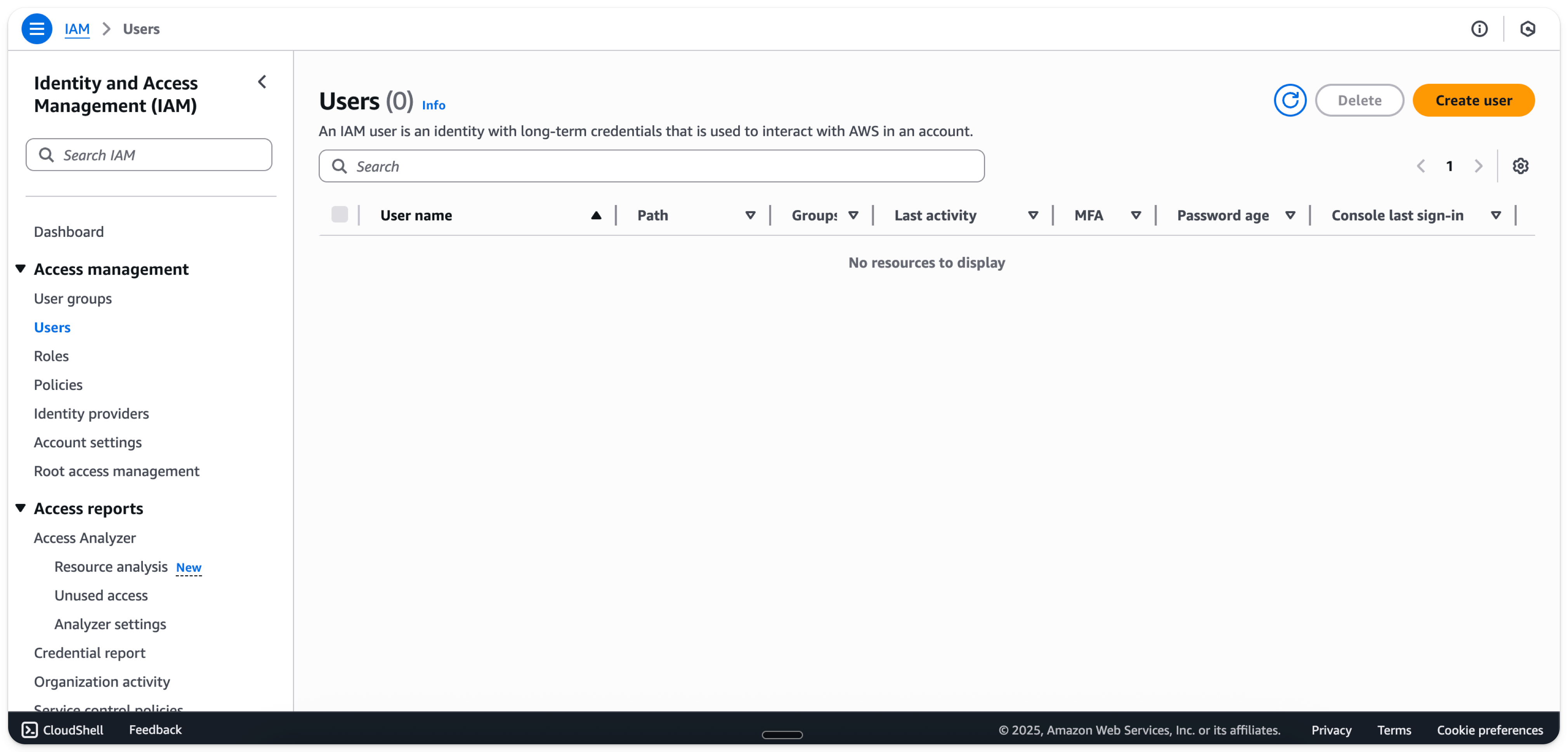AWS IAM Management Console - Добавление нового пользователя
